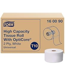 Tork OptiCore Mid-size Toilet Paper Roll White T10, Universal, 2-ply, 12 x 2000 sheets, 160090