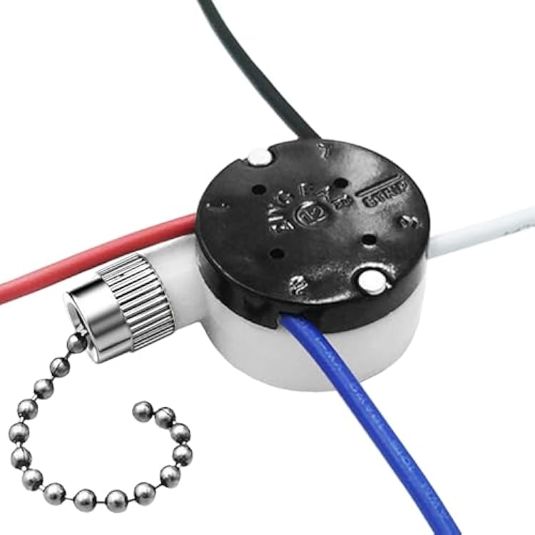 Ceiling Fan Pull Chain Switch Zing Ear ZE-208s E89885,3 Speed 4 Wire Pull Chain Fan Light Switch with 4 Pre-Installed Wires Fit for Harbor Breeze Fans Replacement Part Nickel