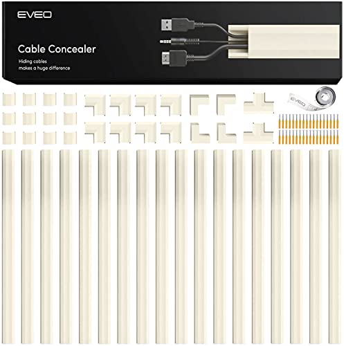 EVEO Cable Hider Wall 306 - Cable Raceway Cord Hider - Wire Covers for Cords on Wall, Cord Cover, Wall Cable Hider, Cable Concealer, Wire Hiders for TV on Wall - 20X L16 W0.95 H0.5 - Medium | Beige