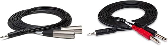 HOSA CYX-403M 3.5 mm TRS to Dual XLR3M Stereo Breakout Cable, 3 Meters Black & CMP-159 3.5 mm TRS to Dual 1/4" TS Stereo Breakout Cable, 10 Feet, Black, 1-Pack