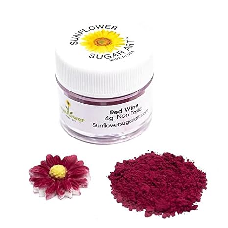 Sunflower Sugar Art Red Wine Petal Dust Food Coloring - Premium Gray Matte Powder Cake Accessories for Cake Decoration, Fondant and Gumpaste - 4 Grams Non-Toxic Baking Stuff for confectionery