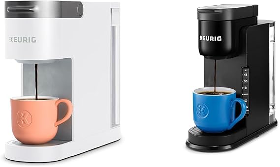 Keurig K- Slim Single Serve K-Cup Pod Coffee Maker, Multistream Technology, White & K-Express Coffee Maker, Single Serve K-Cup Pod Coffee Brewer, Black, 12.8 L x 5.1 W x 12.6 H
