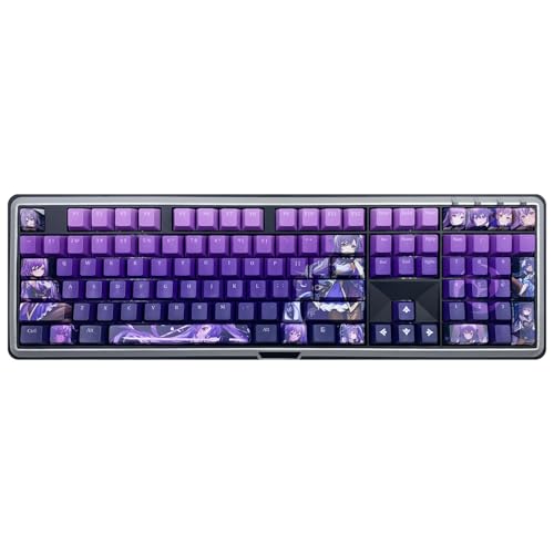 Glacier Genshin Impact Keycaps Only Full Set for Mechanical Keyboard, Cherry Profile PBT Dye-Sublimation, 60%65%75%80%96%100% Compatible Layout, Free Keycaps Puller Included Keqing