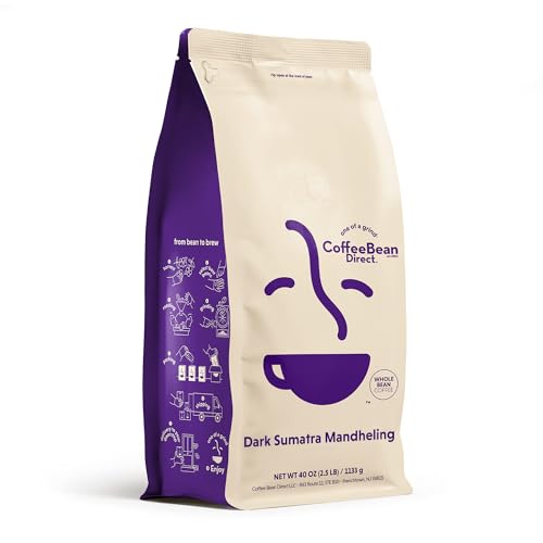 Coffee Bean Direct Dark Sumatra Mandheling, Whole Bean Coffee, Arabica Coffee, Dark Roast, 2.5 Pound Bag Pack of 1