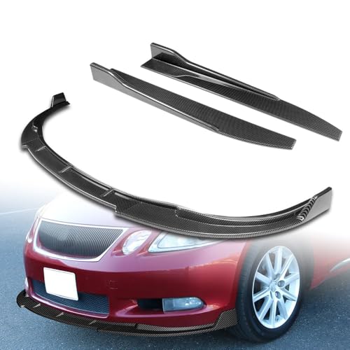 5pcs Combo Front Bumper Body Kit Lip  Side Skirt Extensions Diffuser Compatible with 2006-2007 Lexus GS300GS350GS430 Painted Carbon