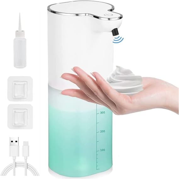 Automatic Foaming Soap Dispenser - 4 Gear Foaming Adjustable, IPX5, Touchless,Rechargeable, Wall Mounted Sticker Available,Sensor Foaming Soap Dispenser for Kitchen & Bathroom-400ml