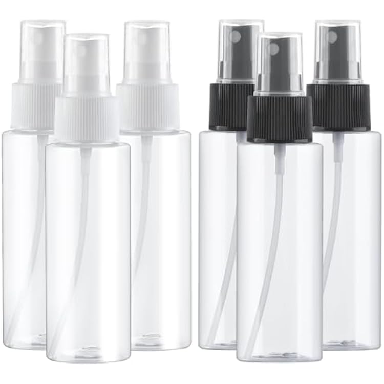 Travel Spray Bottles, 2.7oz80ml Refillable Clear Plastic Spray Bottle BPA-Free Mini Containers, Small Fine Mist Empty Travel Bottle for Perfume, Water, Cleaner, Alcohol and Skincare Water6 Pack