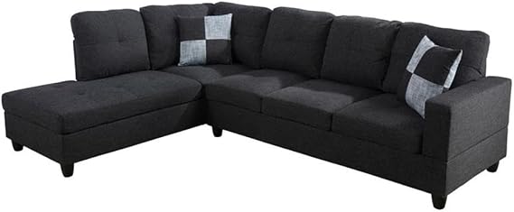 Beverly Fine Furniture Andes Microfiber with Faux Sofas, Dark Grey