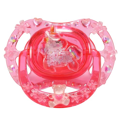 CutiePlusU Adult Sized Pacifier Dummy for Adult DIY Handmade-Unicorn Crystal Pink