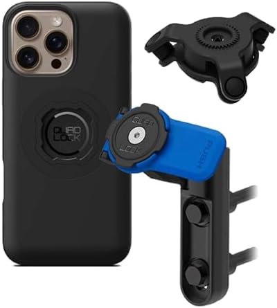Quad Lock BrakeClutch Motorcycle Phone Mount with Vibration Dampener and MAG Phone Case for iPhone 16 Pro Max