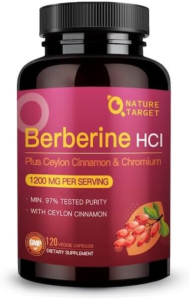 NATURE TARGET Berberine Supplement with Ceylon Cinnamon 1200mg, 120 Capsule