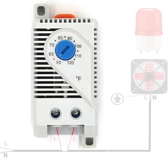 Attic Ventilator Replacement Thermostat Cooling Thermostat Adjustable Programmable Thermostat for Power Attic Ventilators, Air Vent Thermostat Single Speed Adjustable Replacement Thermostat