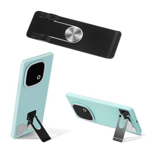 Slim Phone Kickstand, Adjustable Angle Ultra Thin Vertical and Horizontal 360 Rotating Universal Stainless Steel Metal Stable Stand, Metal Phone Grip Compatible with Most SmartphonesBlack
