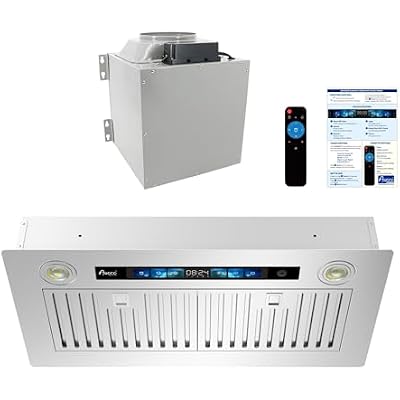 Awoco 28Wx15D Ceiling Insert Mount Split Quiet Range Hood with Voice, Gesture, Touch, Remote Controls, 1000 CFM Kitchen Hood with 4-Speed Exhaust Fan, Stainless Steel Stove Hood with 8 Blower