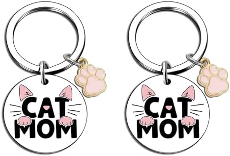 Cat Mom Gifts Keychains Funny Gifts For Cat Lovers Mothers Day Birthday Christmas Small Gifts Cute Cat Paw Keyring