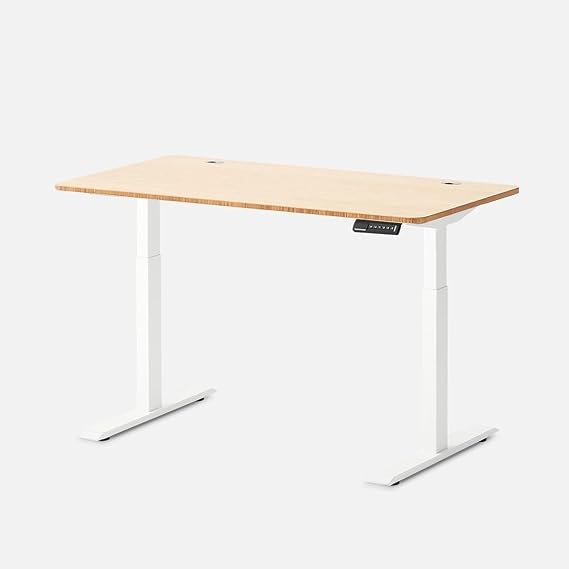 Autonomous Electric Standing Desk 2, 53 x 29 inches, Height Adjustable, Dual Motor (White - Bamboo)