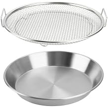 Oil Filter Tray, Stainless Steel Mesh Drain Basket Colanders Air Fryer Accessories for Fried Food Draining Rack Barbecue Grill Tray Net Draining Pan Strainer for Vegetable Dessert (8.7 Inch)