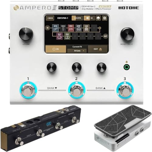 HOTONE Ampero II Stage MP-380  SP-35 Ampero II Press Passive SwitchingExpression Pedal Multi-Effects Pedal Dual Effect and HOTONE MIDI Foot Controller Pedal Bluetooth Ampero Control 4 Button bundle