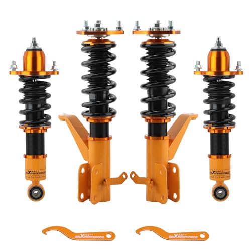 maXpeedingrods Coilovers for Honda Civic 2001-2005 SedanCoupe, Height Adjustable Coilovers Suspension Kit, Preset Damping Shock Absorber Lowering Kit Gold