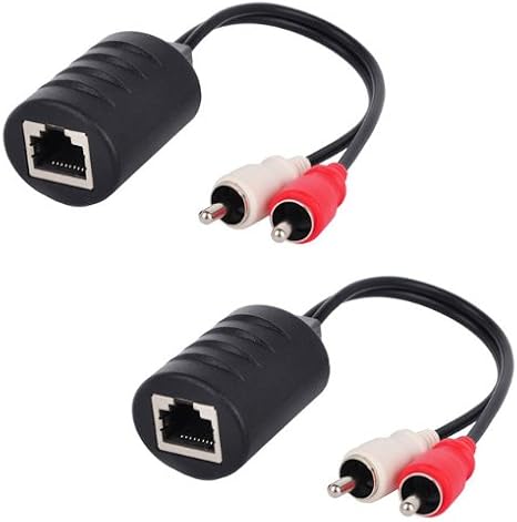Stereo RCA to Stereo RCA Jacks Audio Extender Over Cat 5e Cable. Plug and Play