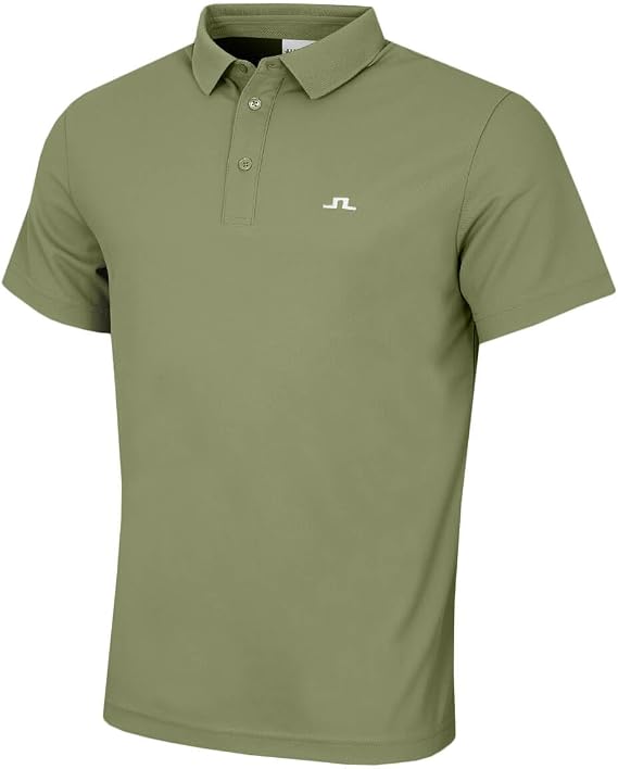 J.Lindeberg Mens Bert Solid Moisture Wicking Golf Polo Shirt