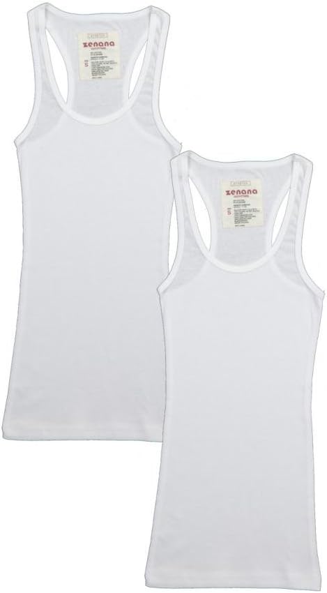 2 Pack Zenana Womens Basic Ribbed Tank Top Small White, White