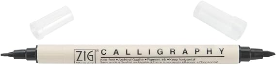 Zig Memory System Calligraphy Dual Tip Marker, Carded, Pure Black