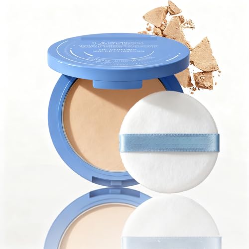 Lasting Waterproof Face Powder - 8 Shades Compact, Oil Control Matte Finish, as Foundation & Primer, For All Skin#02 NATURAL BEIGE