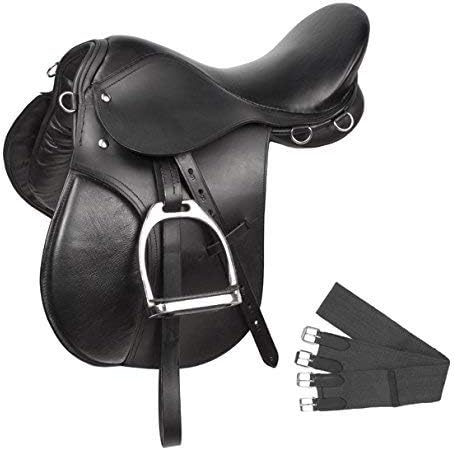 All Purpose Jumping English Premium Leather Riding Horse Saddle Tack, Saddles for Horseback Riding Pony and Adult Size 10" to 18'' inches Seat Available, JMP08