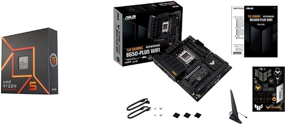 AMD RyzenTM 5 7600X 6-Core, 12-Thread Unlocked Desktop Processor ASUS TUF Gaming B650-PLUS WiFi Socket AM5(LGA 1718)Ryzen 7000 ATX Gaming Motherboard(14 Power Stages,PCIe 5.0 M.2 Support,DDR5 Memory)