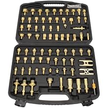 Srliya 77pcs Automotive Air Conditioning Leak Test Kit Brass Ac Leak Detection Tools Connector Repair Kit for Car Truck Auto AC