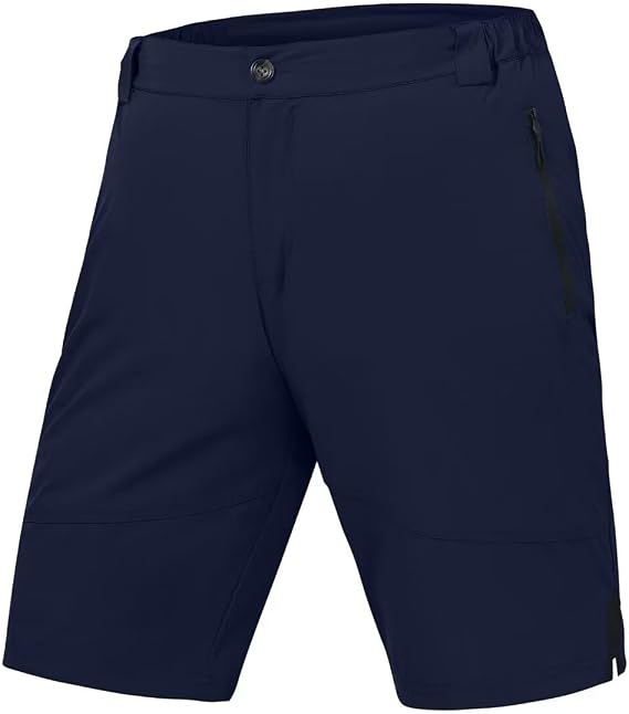 Pdbokew Men's Hiking Shorts Cargo Shorts 4 Zipper Pockets Navy Blue