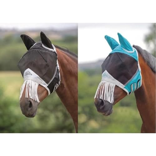 FINE MESH Fly MASK with Nose Fringe Cob, Black
