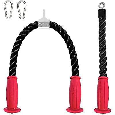 THEFITGUY Tricep Rope Ultimate Combo 30-Inch Ergonomic Non-Slip Grips Tricep Rope Pull Down and 16.5-Inch Single Ergonomic Non-Slip Grip Tricep Rope Pull Down