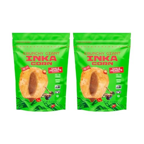 Inka Corn Gluten Free Roasted Giant Corn Chile Picante flavored, 4 Ounce Pack of 2