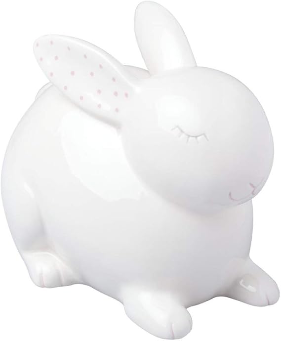 Pearhead Ceramic Bunny Coin Bank, Gender Neutral Nursery Décor, Toddler Gift For Boys and Girls, Savings Toy Bank for Kids, Modern Piggy Bank, White