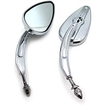 SMT-Skull Flame Side Mirrors Compatible With 1984-2014 universal to most H-D Road King FLHR chrome [B00RUDX0HU]