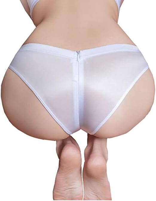 Hot Pants Short Pants Beautiful Buttocks Shorts See-Through Underwear Pants Women's Underwear Super Sexy 180 Degree Tight Pants Zipper Closure White 24
