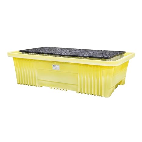 Enpac Double IBC XL Spill Containment Pallet with Drain, 8,000 Lb Load Capacity, 750-Gallon, Forkliftable,113"x71"x32", OSHA/EPA/DOT Compliant
