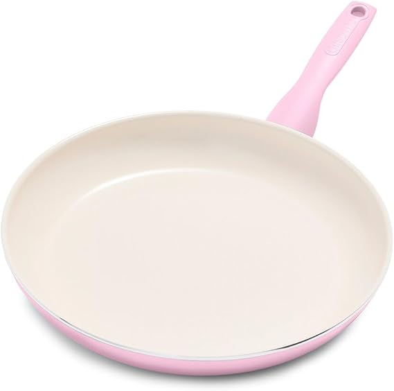 GreenPan Rio Healthy Ceramic Nonstick 12" Frying Pan Skillet, PFAS-Free, Dishwasher Safe, Pink