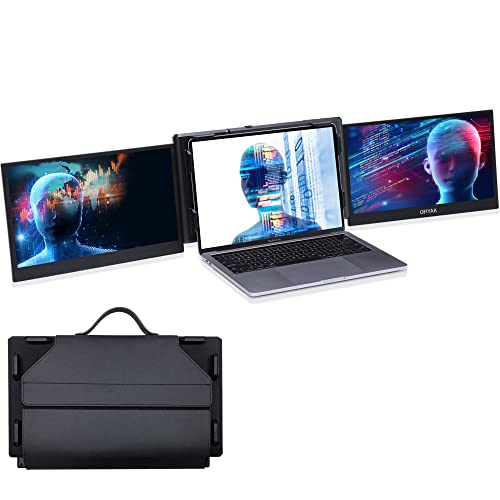 OFIYAA P2 Pro Triple Portable Monitor for Laptop Full HD 1080P 13.5 Inches Dual Screens Folding Design Without Magnetic Rails Compatible with 13.3-16.5 Inches Windows & Mac Notebook