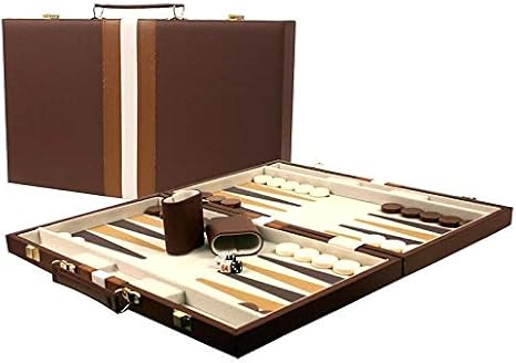 DA VINCI 16 Inch Brown Leatherette Backgammon Set