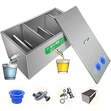 TsoLay Commercial Grease Trap Interceptor, Stainless Steel Grease Trap Set with Removable Baffles Waste Oil Water Separator Under Sink Grease Trap for 5-10 People Restaurant Coffee Shop Home Kitchen