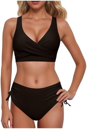 Women High Waisted Bikini Sexy Push Up Two Piece Swimsuits Vintage Swimsuit Two Piece Retro Ruched High Waist