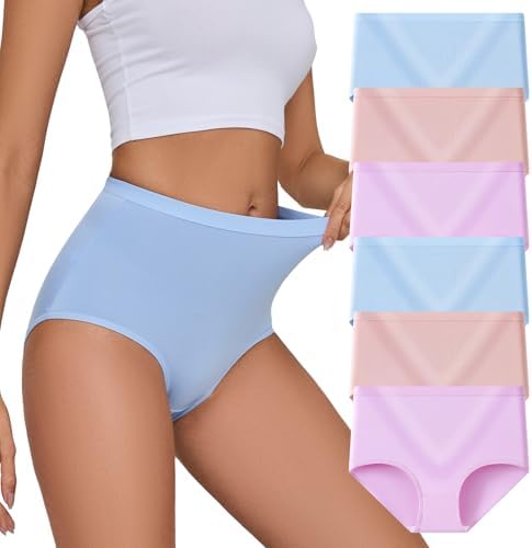 Womens Underwear Pack,C Section High Waisted Tummy Control Moisture-Wicking Brief Underwear,plus size Panties 6Packs