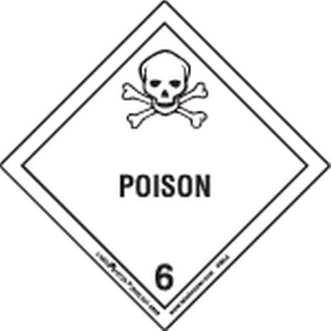 Labelmaster HMSL80S Poison Worded Label, PVC-Free Film, Hazmat, 4" x 4" (Pack of 25)