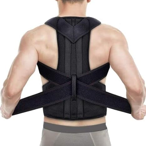 For Men Women Adjustable Posture Corrector Low Back Support Shoulder Brace Belt,Breathable and Adjustable Back Support Providing Pain Relief from Back, Neck & Shoulder (L)