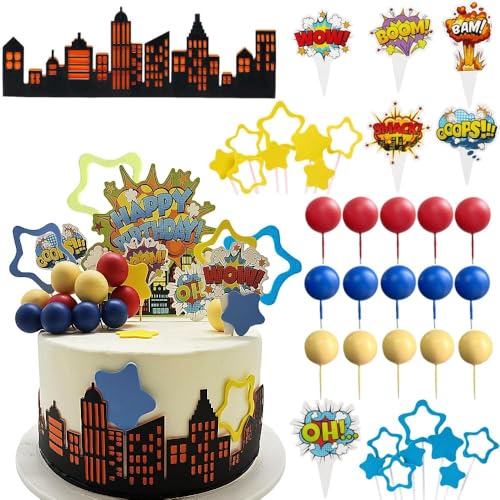 Superhero Cake Decorations Superhero Themed Party Decoration City Cake Border Decoration