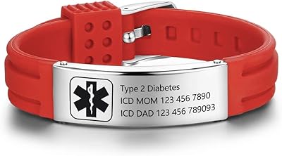 OPALSTOCK Personalized Silicone Medical Adjustable Sport Emergency ID Bracelets - Engraving, 9 Inches, Waterproof, ID Alert Bracelets for Men & Women