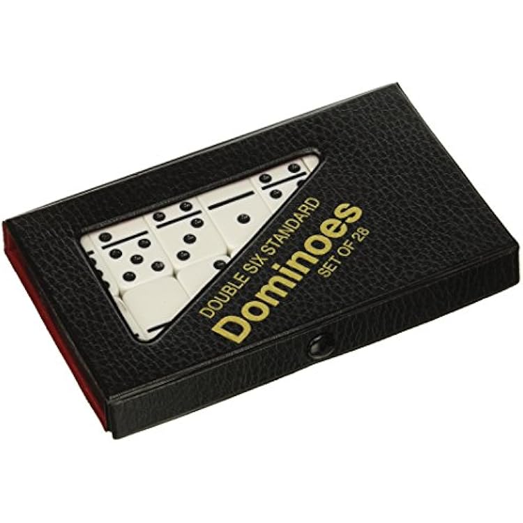 White Standard Double 6 Dominoes Game with Black Vinyl Case